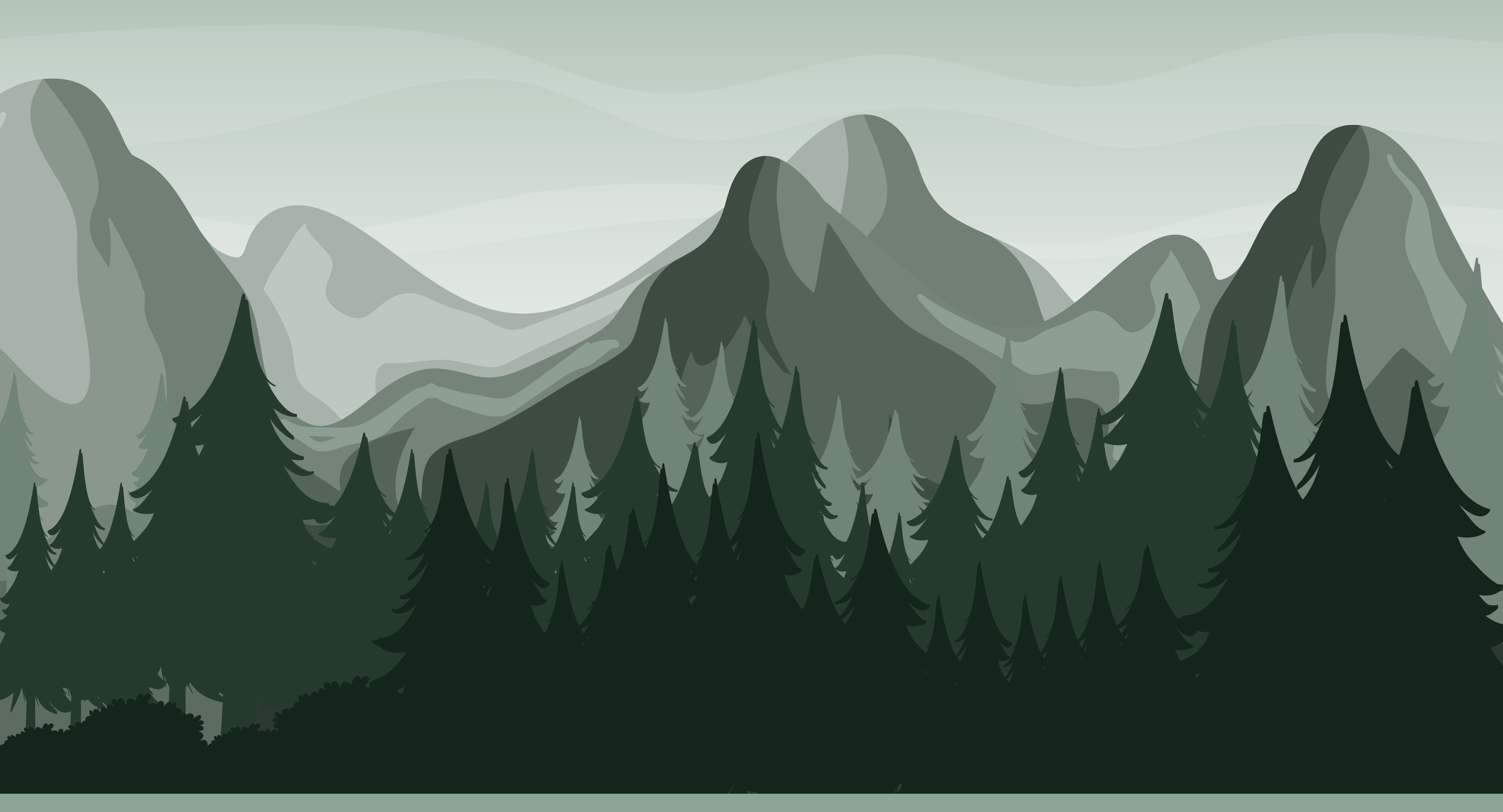 Ilustrasi pegunungan dan hutan Kepuharjo